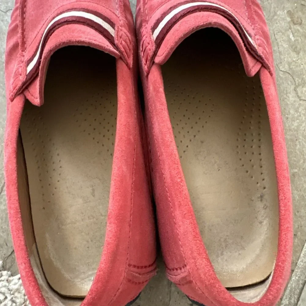 BALLY Men’s Red Leather Suede Wabler Driver Driving‎ Loafers  7.5 D US EU 6.5